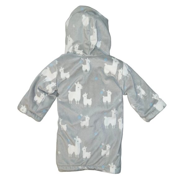 Blanekts & Beyond Llama Bathrobe Unisex Baby 12 M Grey Blue Stars Animals NEW - Picture 4 of 9